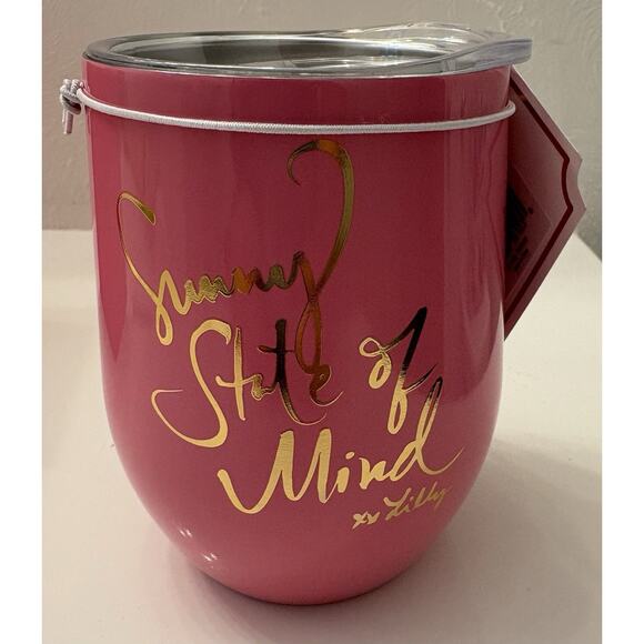 Lilly Pulitzer Sunny State Of Mind Insulated Stemless Tumbler Pink - Picture 1 of 7